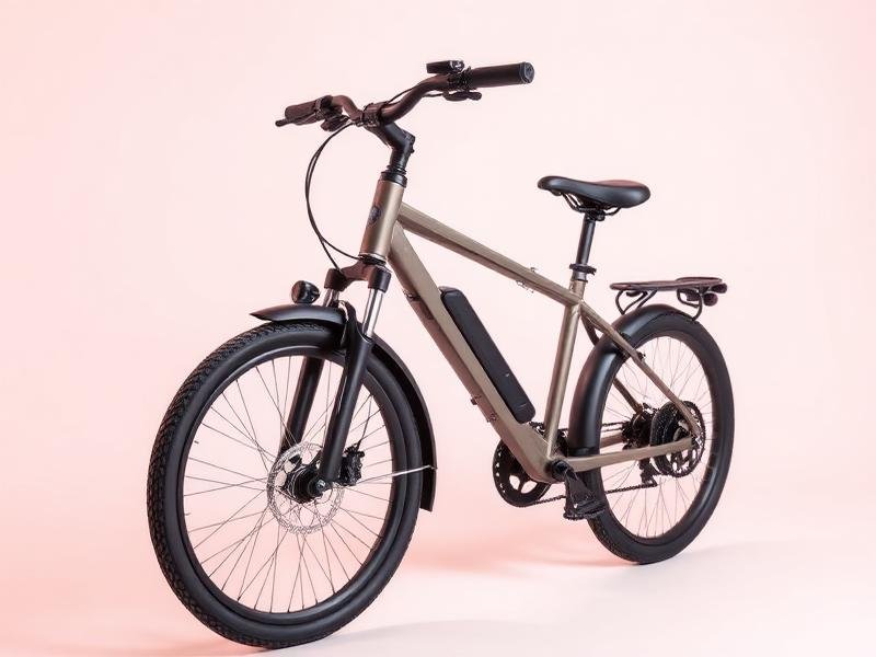 Bicicleta elétrica em fundo rosa